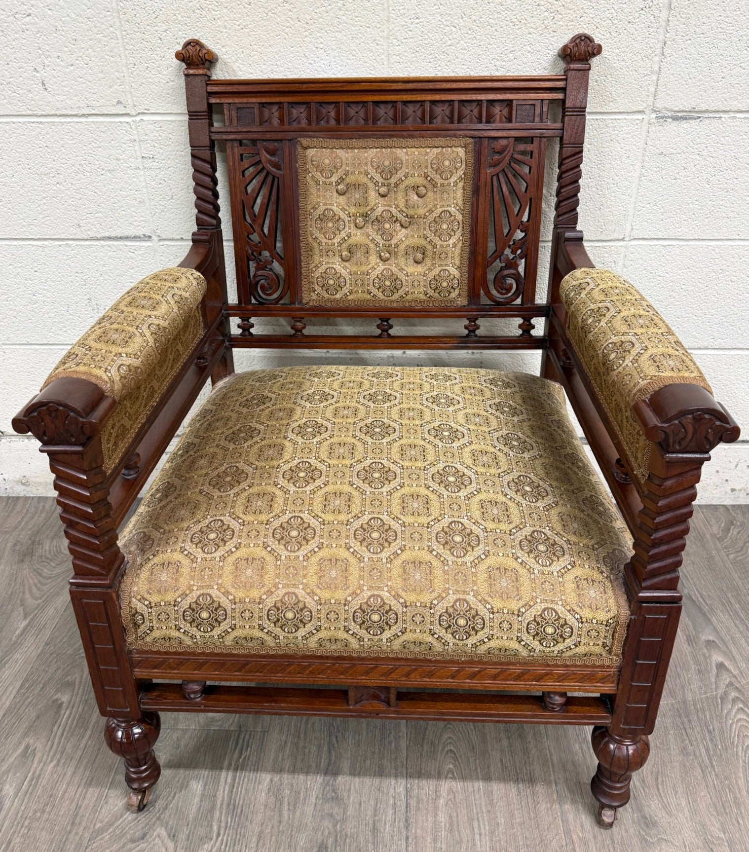 Antique Victorian Eastlake Library Chair Lounge Chair Armchair