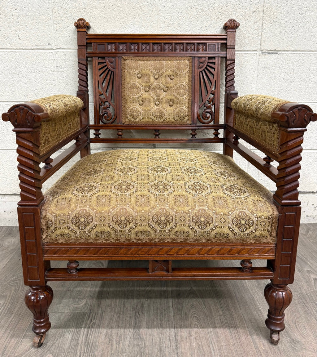 Antique Victorian Eastlake Library Chair Lounge Chair Armchair