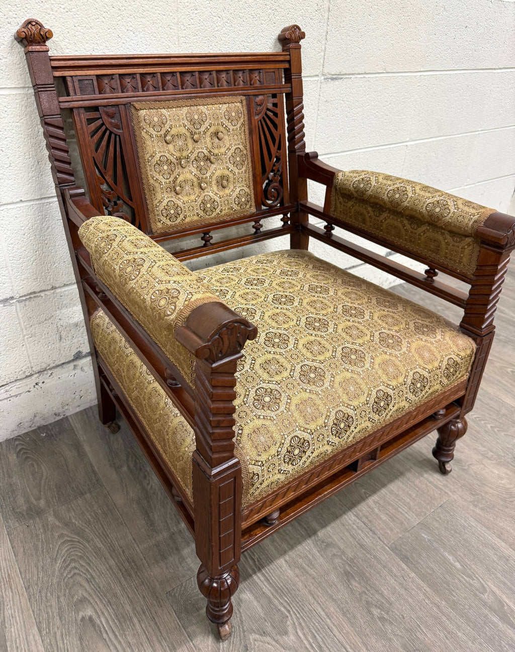 Antique Victorian Eastlake Library Chair Lounge Chair Armchair