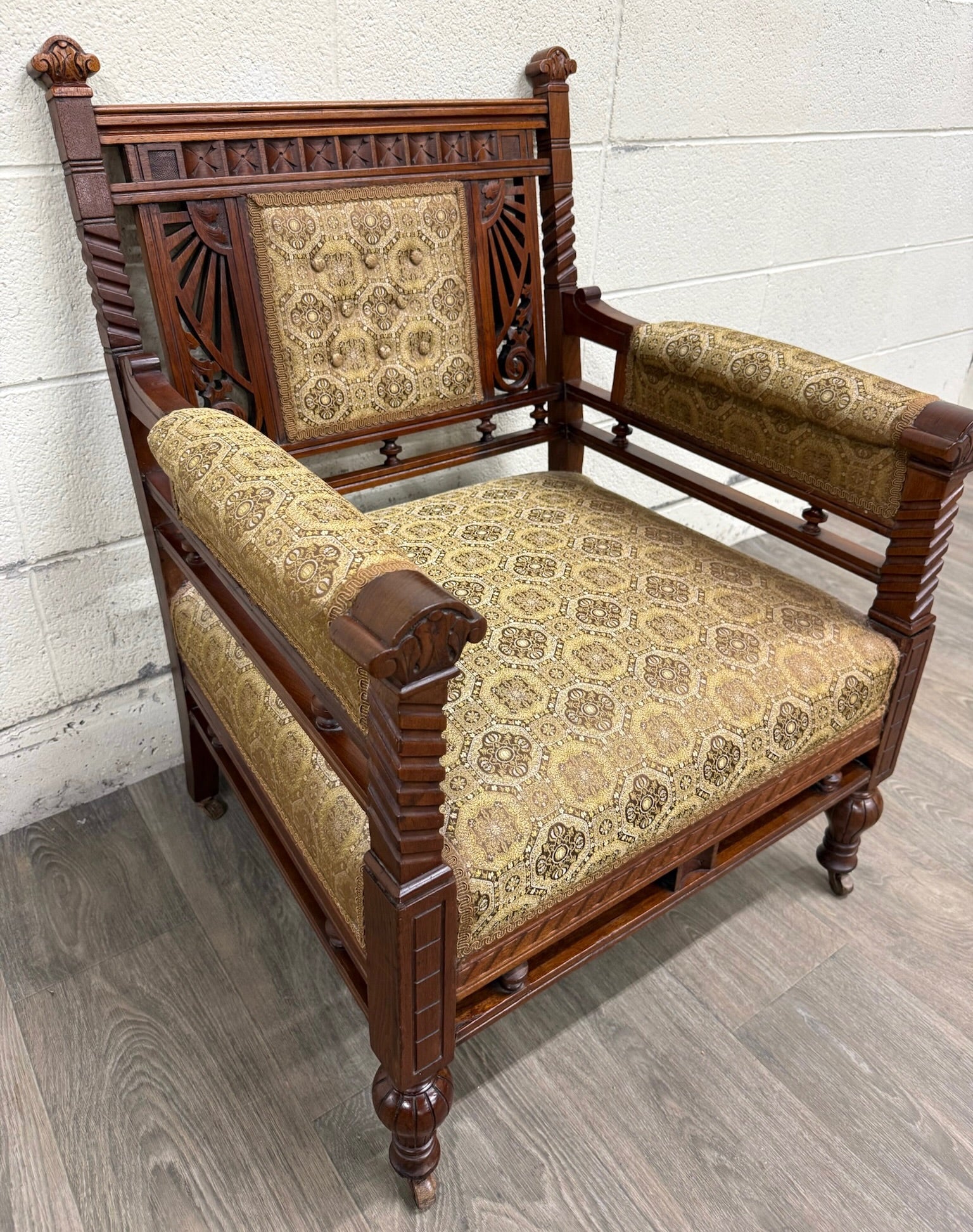 Antique Victorian Eastlake Library Chair Lounge Chair Armchair