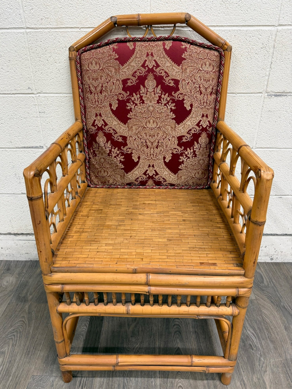 Antique Brighton Pavilion Style Bamboo Lounge Chair Armchair