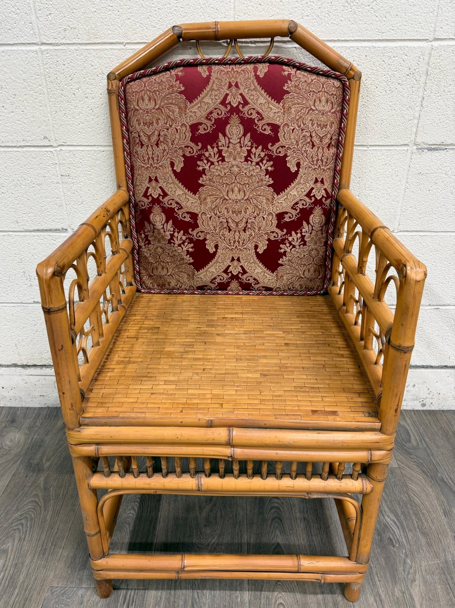 Antique Brighton Pavilion Style Bamboo Lounge Chair Armchair