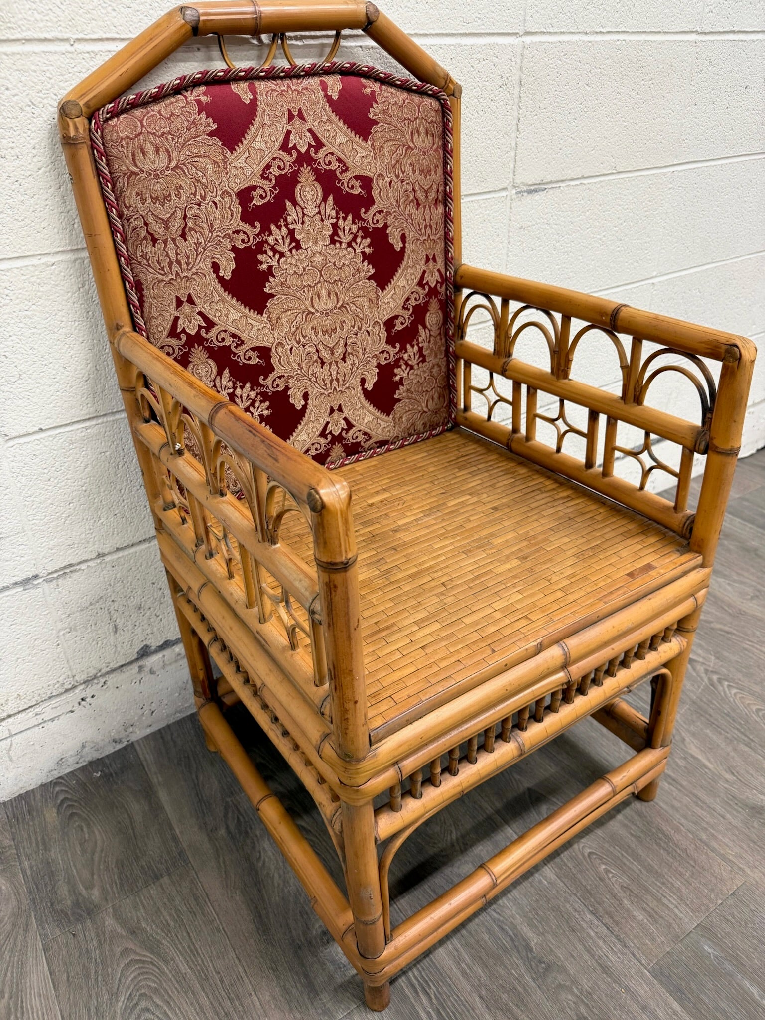 Antique Brighton Pavilion Style Bamboo Lounge Chair Armchair