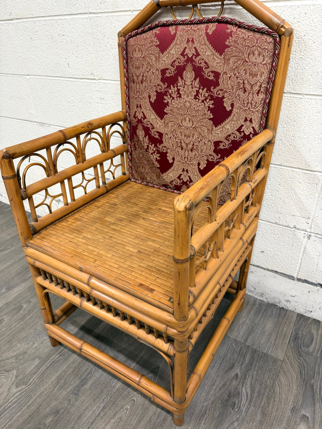 Antique Brighton Pavilion Style Bamboo Lounge Chair Armchair