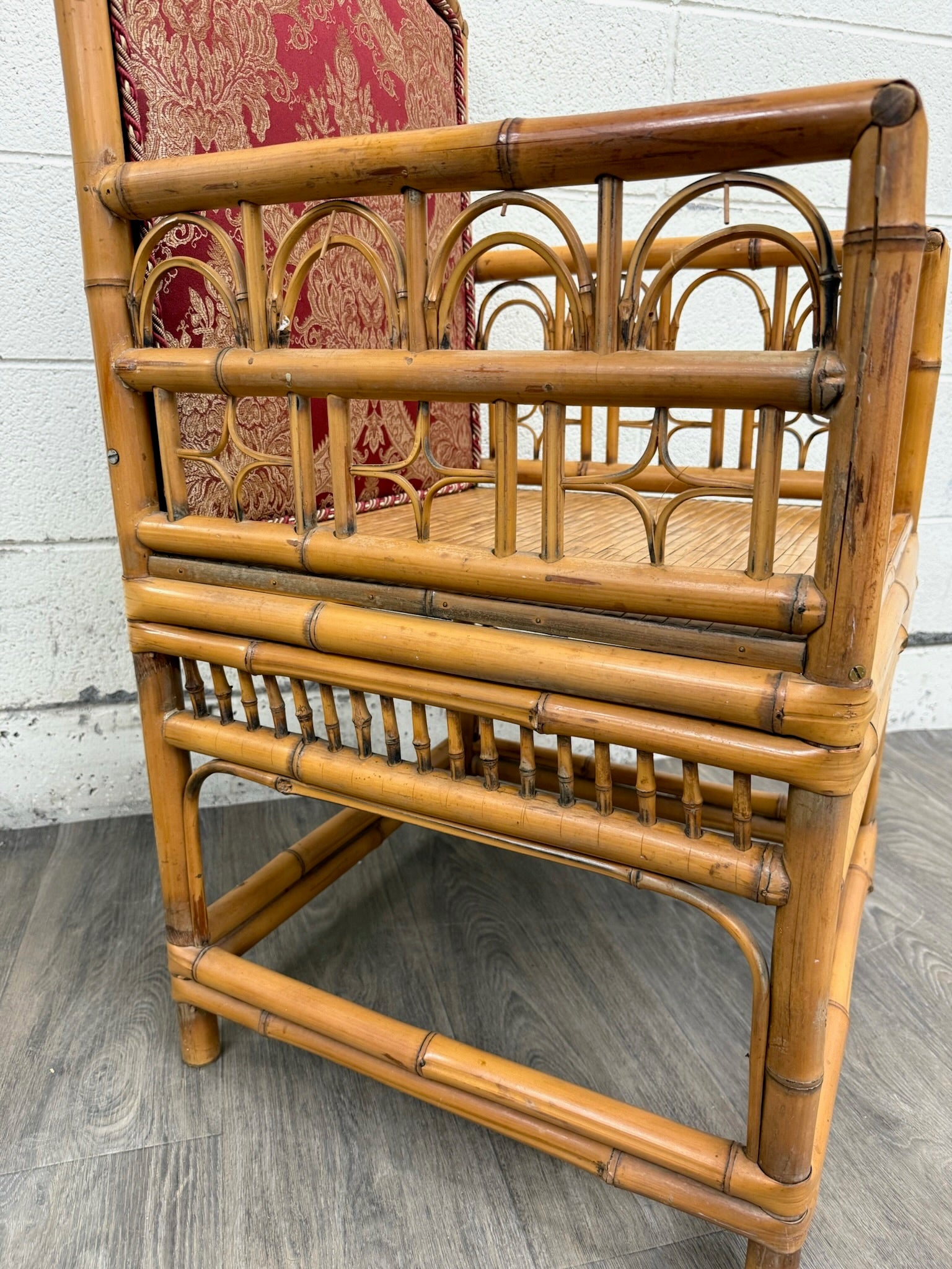 Antique Brighton Pavilion Style Bamboo Lounge Chair Armchair