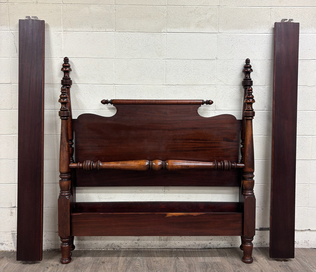 Antique Full Size American Empire Mahogany Four Poster Bed