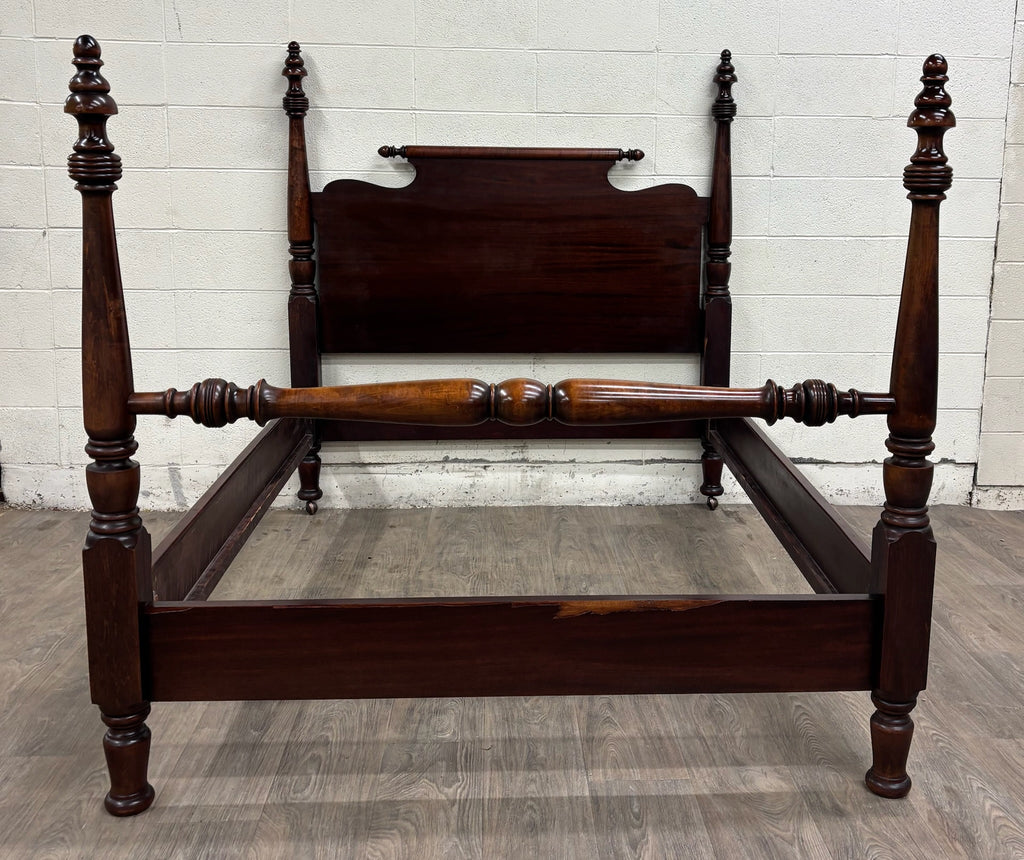 Antique Full Size American Empire Mahogany Four Poster Bed