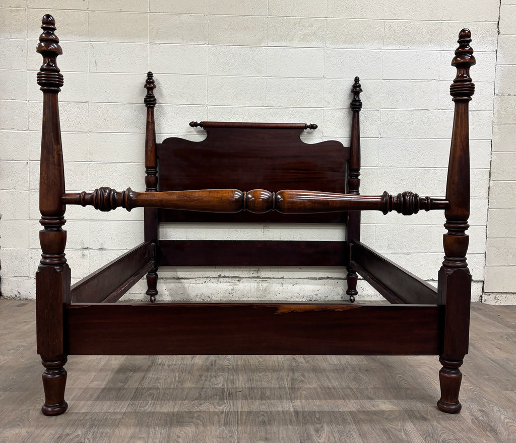 Antique Full Size American Empire Mahogany Four Poster Bed