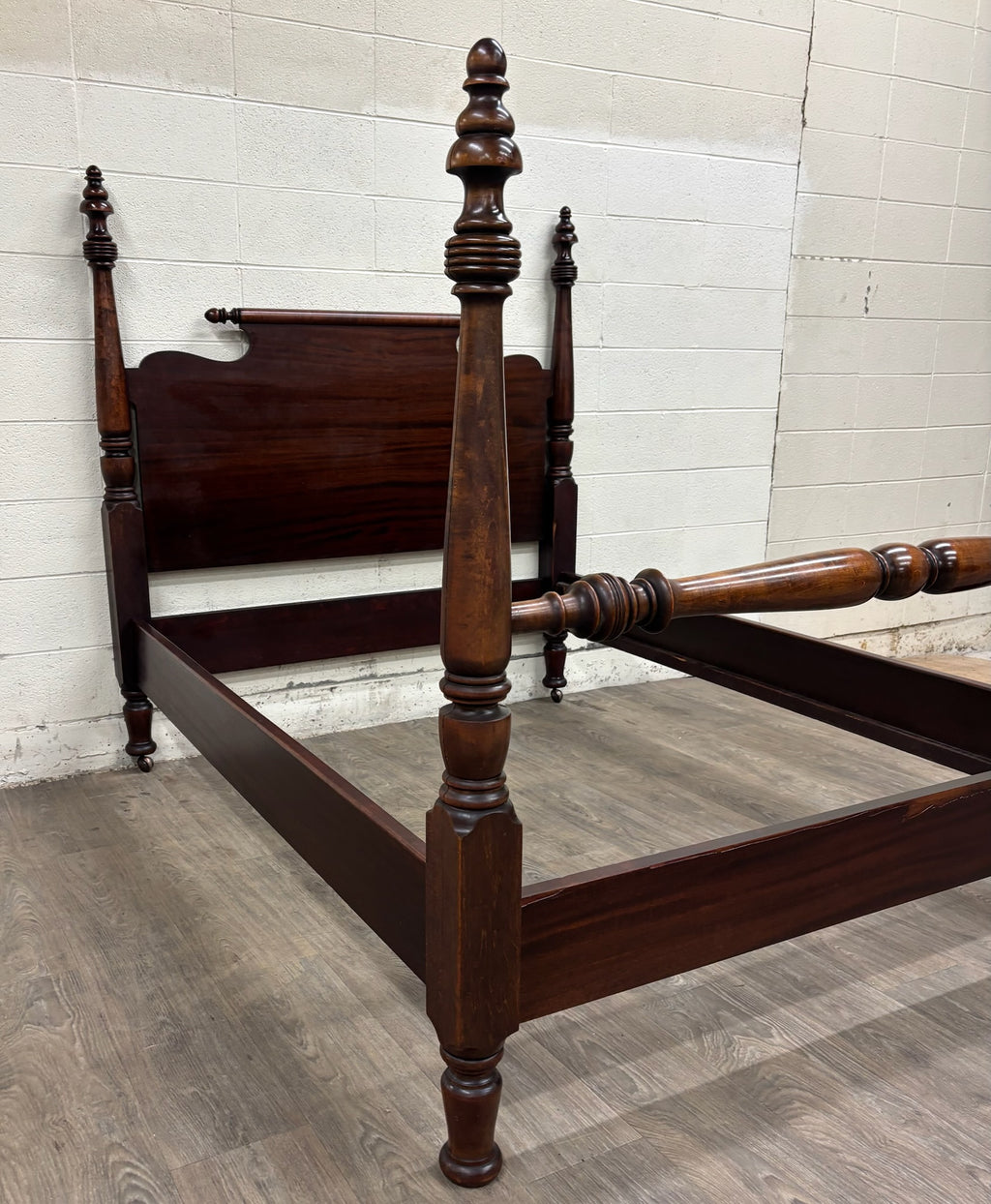 Antique Full Size American Empire Mahogany Four Poster Bed