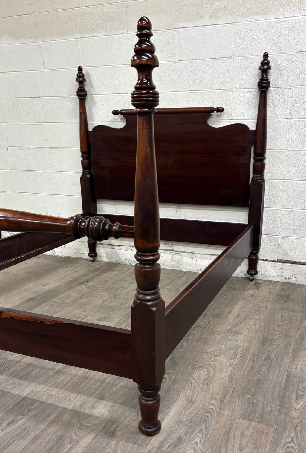 Antique Full Size American Empire Mahogany Four Poster Bed