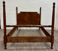 Antique Full Size American Empire Style Burl Grain Four Poster Bed