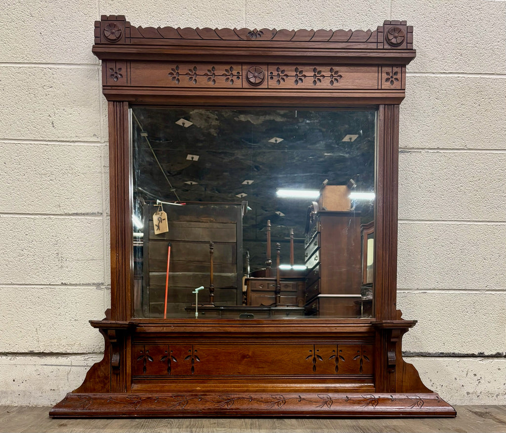 Antique Late 19th Century Victorian Eastlake Hand Incised Dresser Mirror