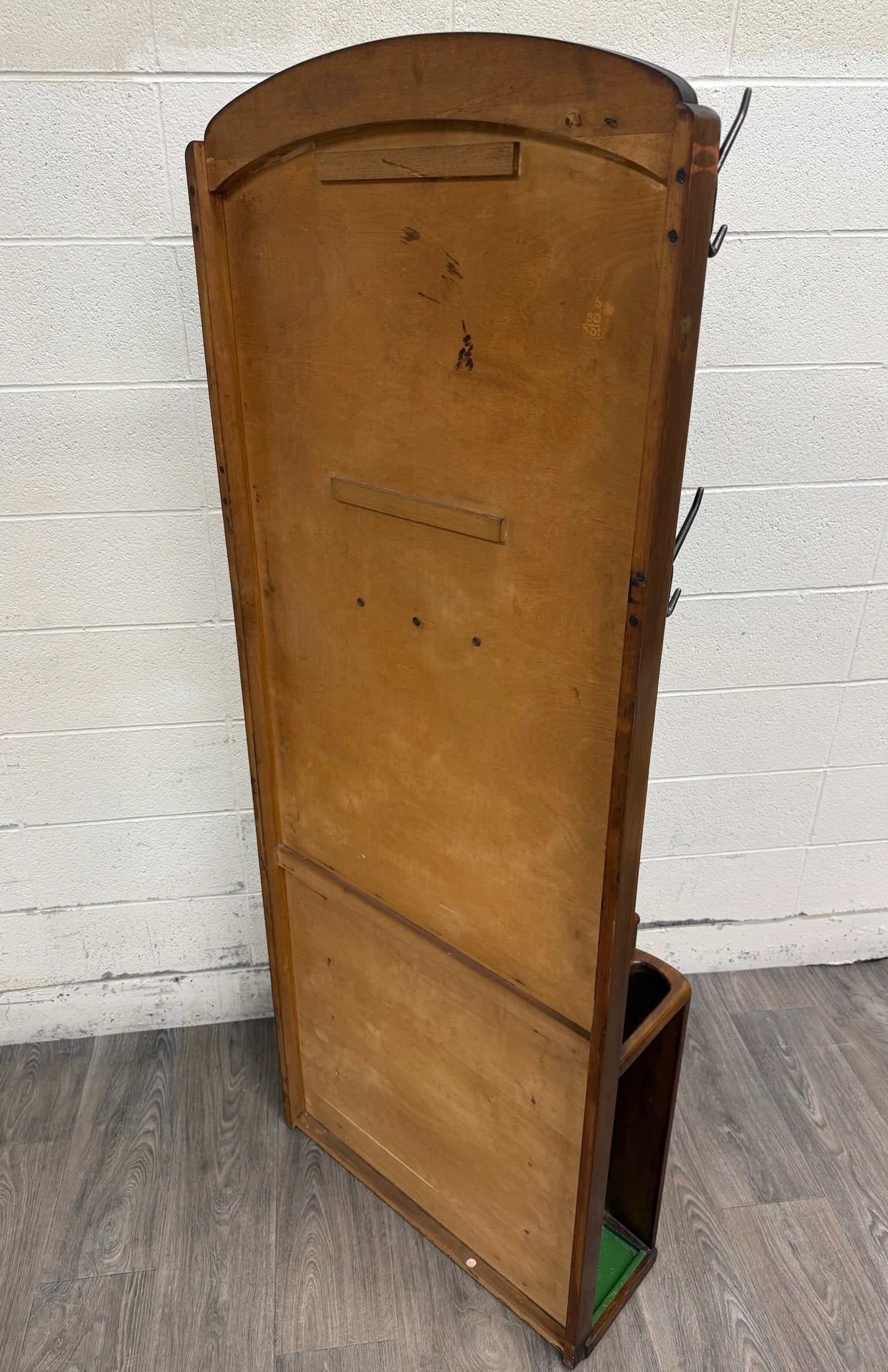Antique Lebus Furniture English Oak Hall Tree Hall Stand with Mirror
