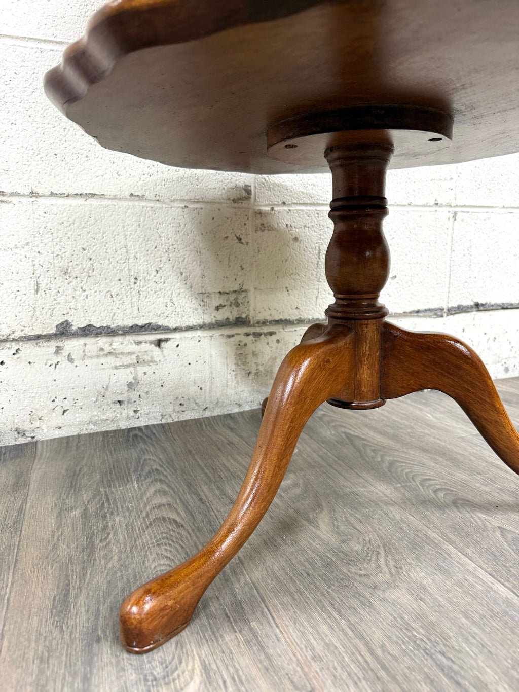 Antique Georgian Revival Queen Anne Style Mahogany Dumbwaiter Serving Tray Table