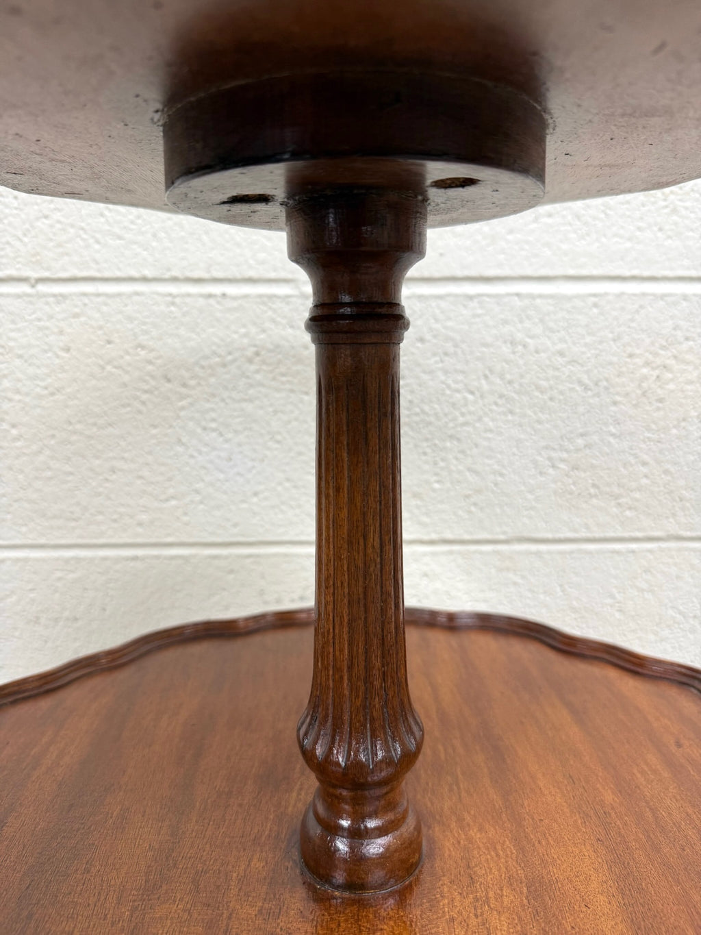 Antique Georgian Revival Queen Anne Style Mahogany Dumbwaiter Serving Tray Table
