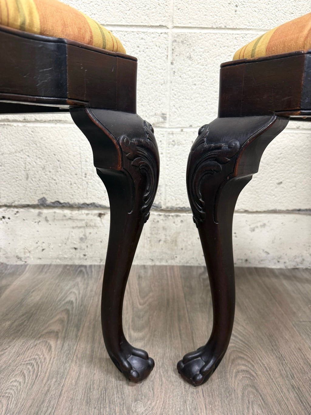 Vintage French Louis XV Revival Carved Floral Side Chairs - Pair