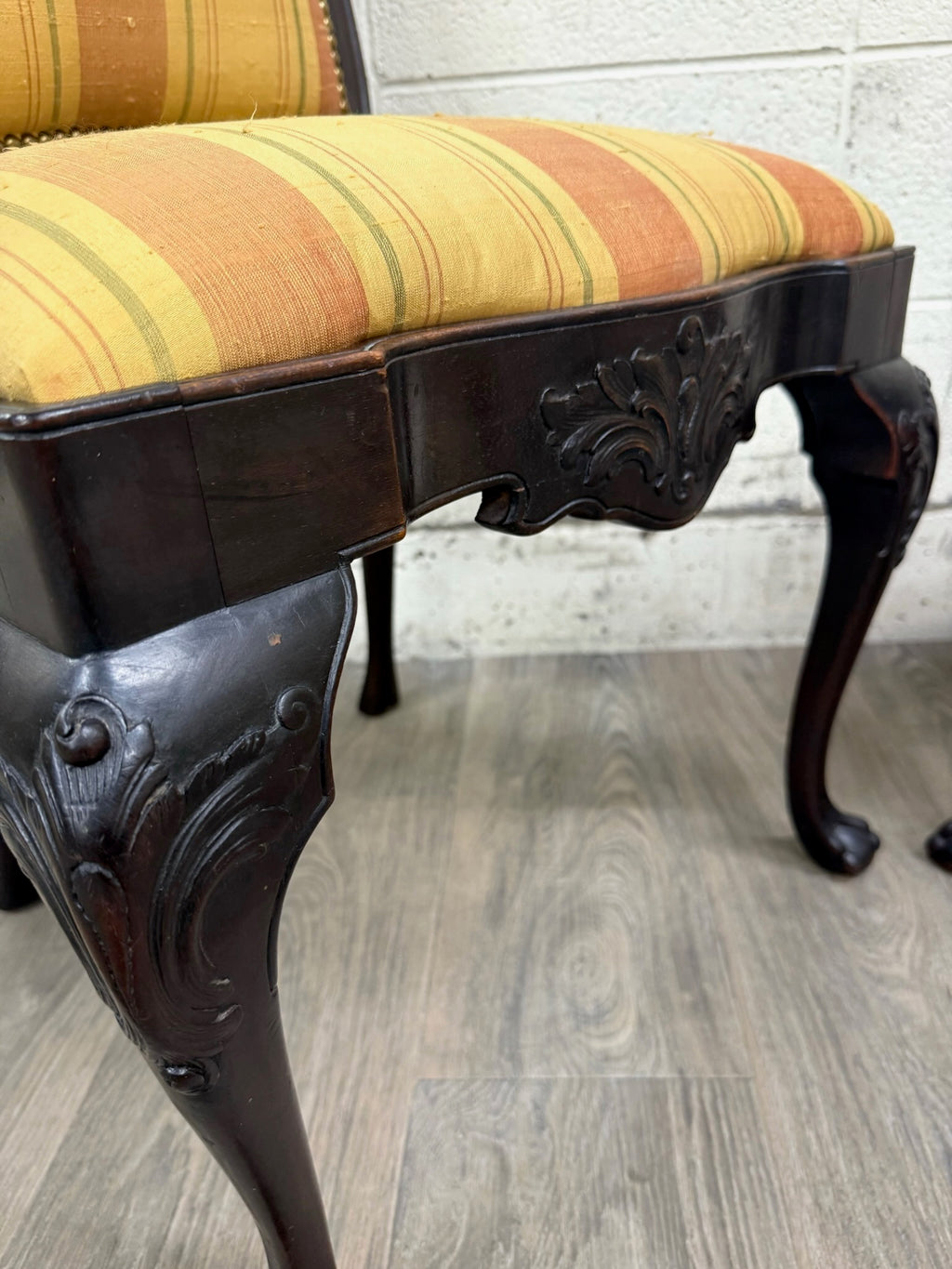 Vintage French Louis XV Revival Carved Floral Side Chairs - Pair