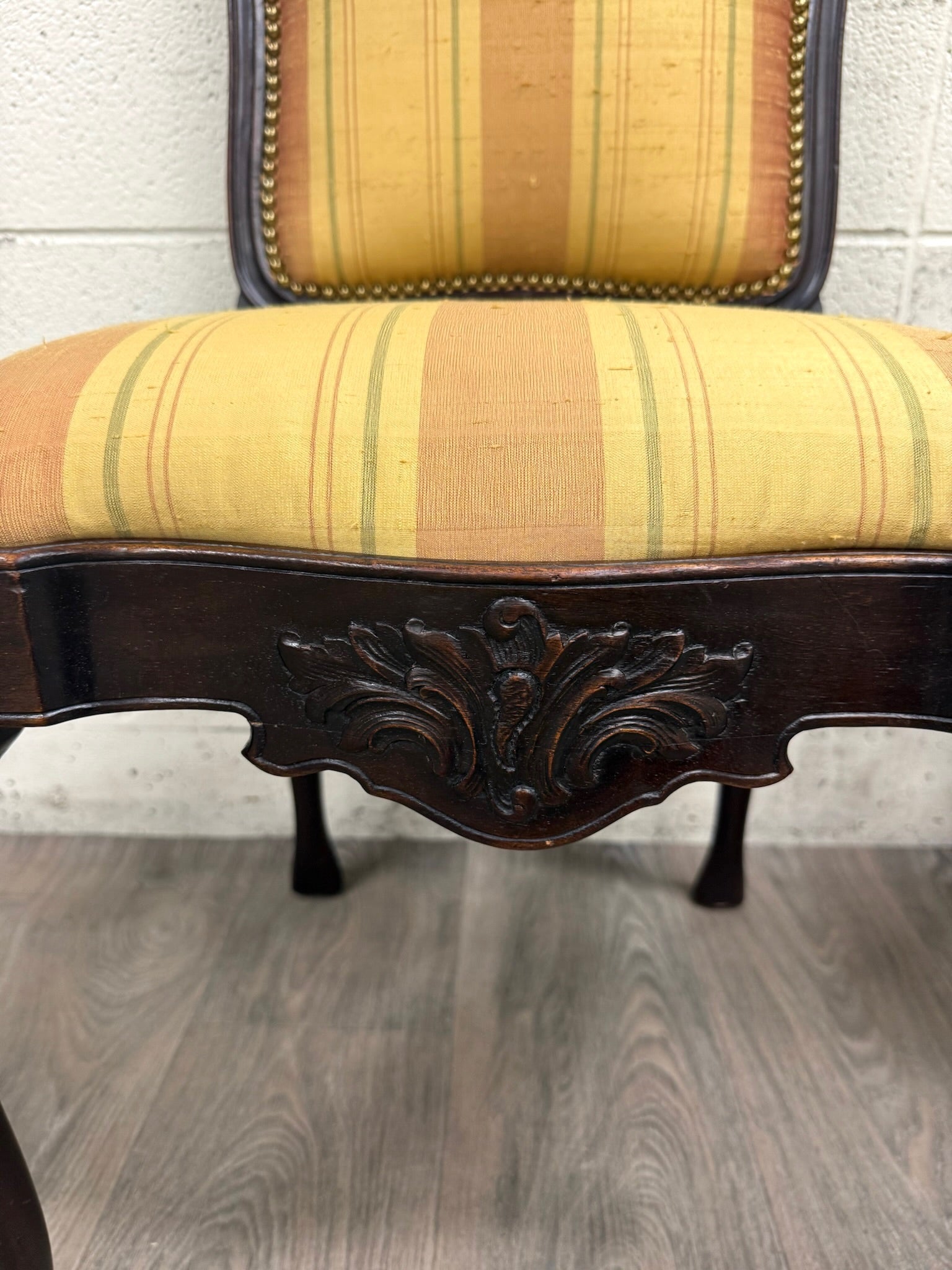 Vintage French Louis XV Revival Carved Floral Side Chairs - Pair