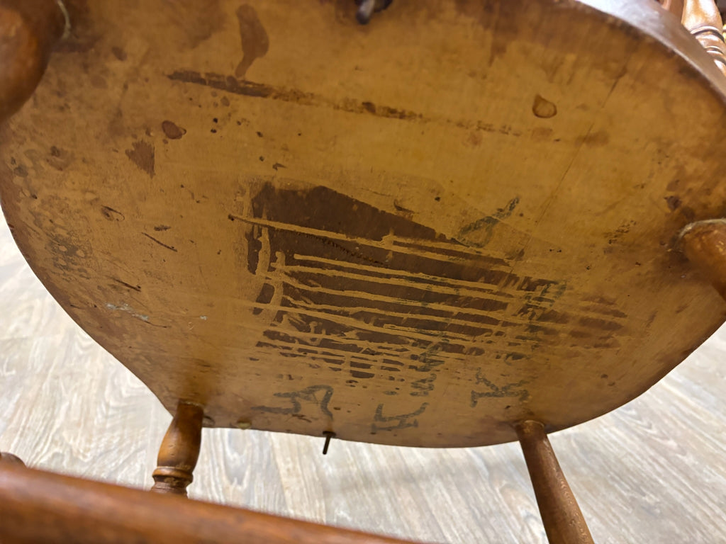 Antique 19th Century Primitive Oak Barrel Back Pub Chairs Captain’s Arm Chairs
