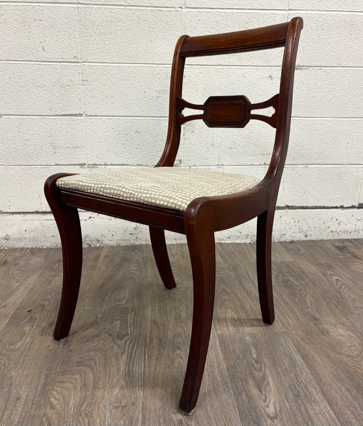 Vintage Drexel Duncan Phyfe Regency Style Pierced Bow Back Dining Side Chair