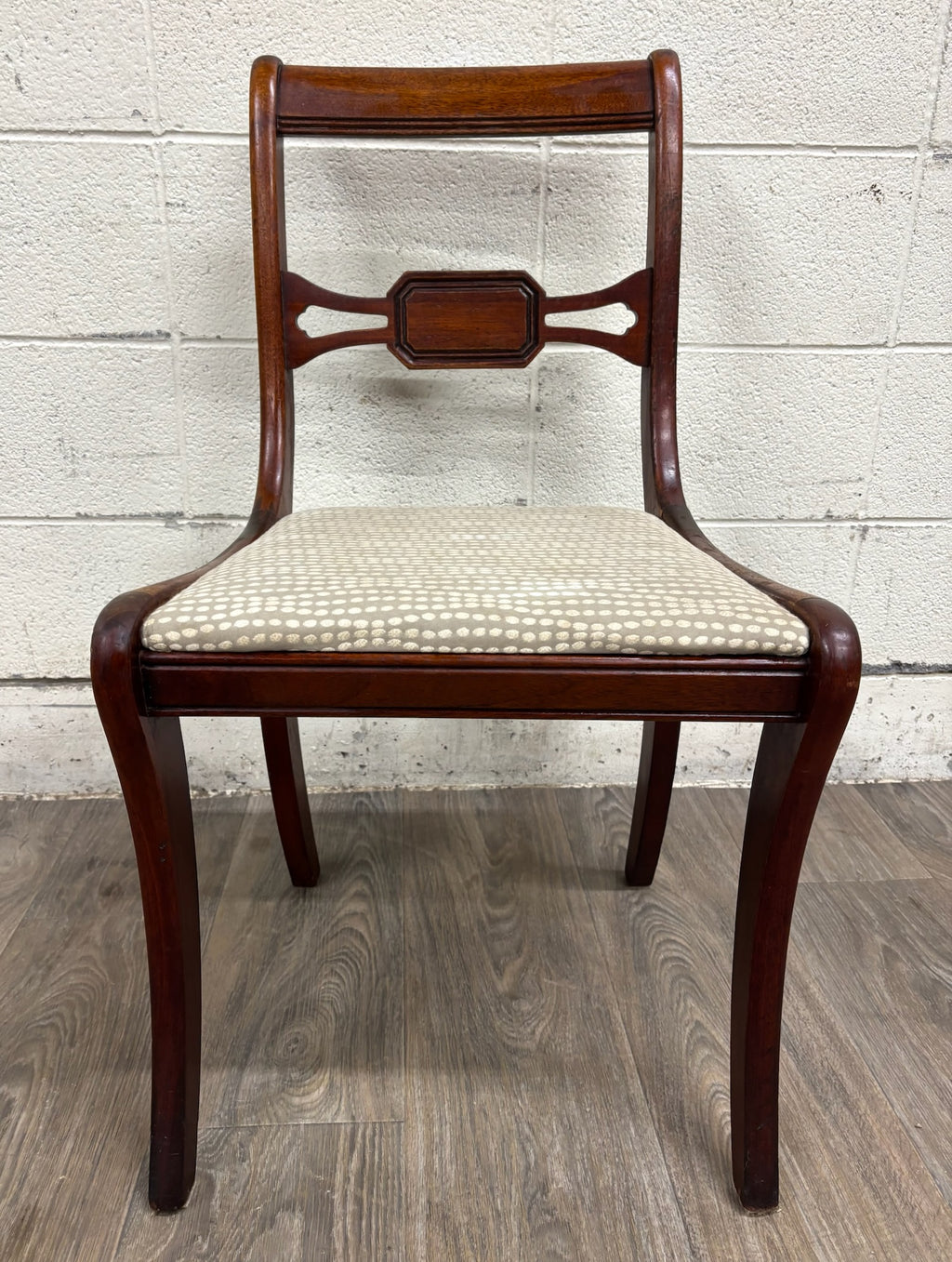 Vintage Drexel Duncan Phyfe Regency Style Pierced Bow Back Dining Side Chair