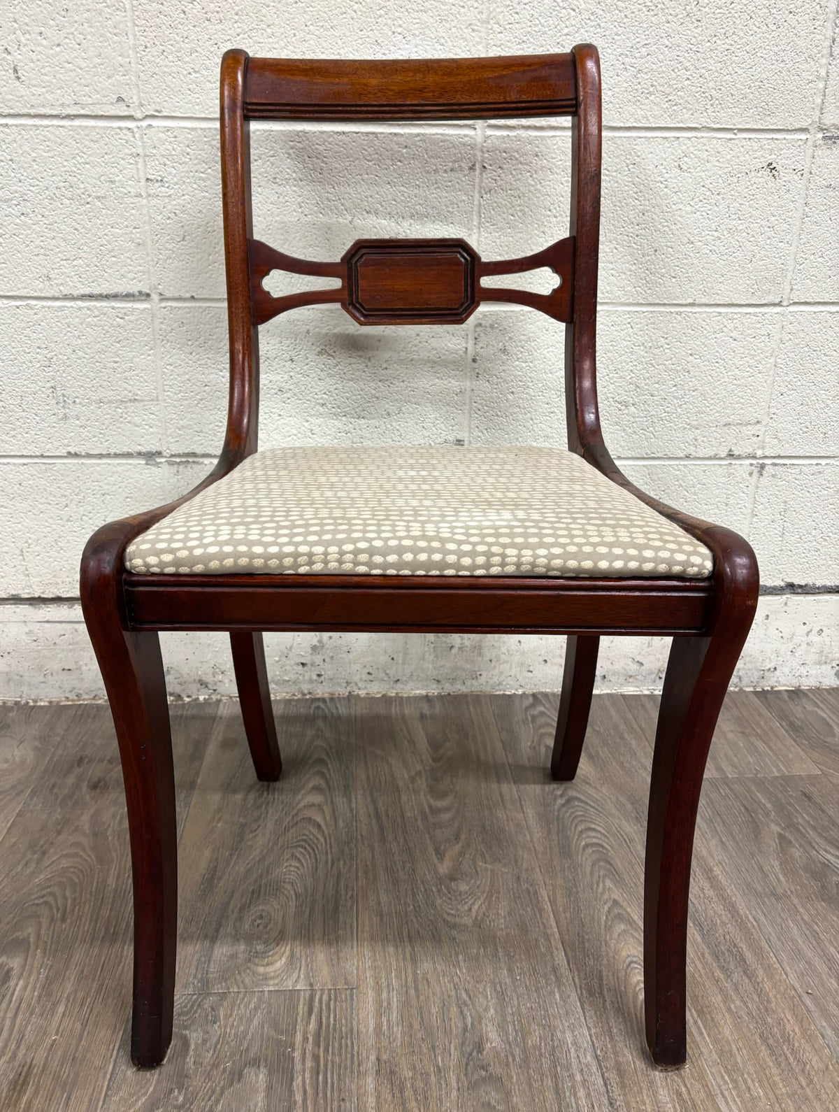 Vintage Drexel Duncan Phyfe Regency Style Pierced Bow Back Dining Side Chair