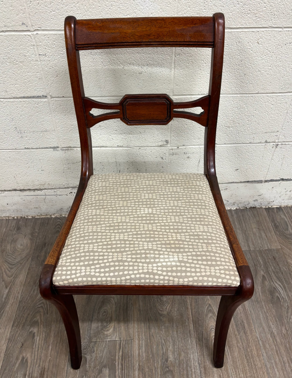 Vintage Drexel Duncan Phyfe Regency Style Pierced Bow Back Dining Side Chair