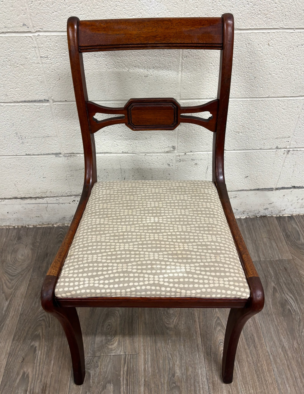 Vintage Drexel Duncan Phyfe Regency Style Pierced Bow Back Dining Side Chair