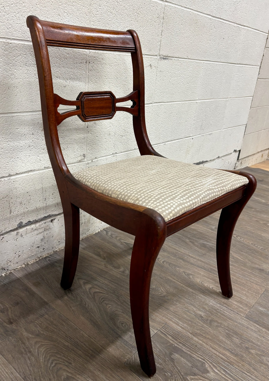 Vintage Drexel Duncan Phyfe Regency Style Pierced Bow Back Dining Side Chair