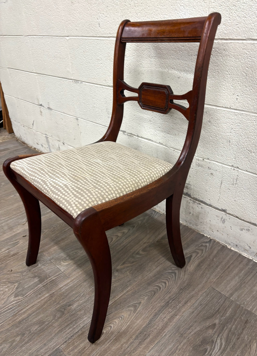 Vintage Drexel Duncan Phyfe Regency Style Pierced Bow Back Dining Side Chair