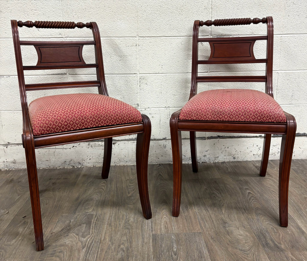 Vintage Willett Furniture Regency Style Barley Twist Top Mahogany Dining Chairs