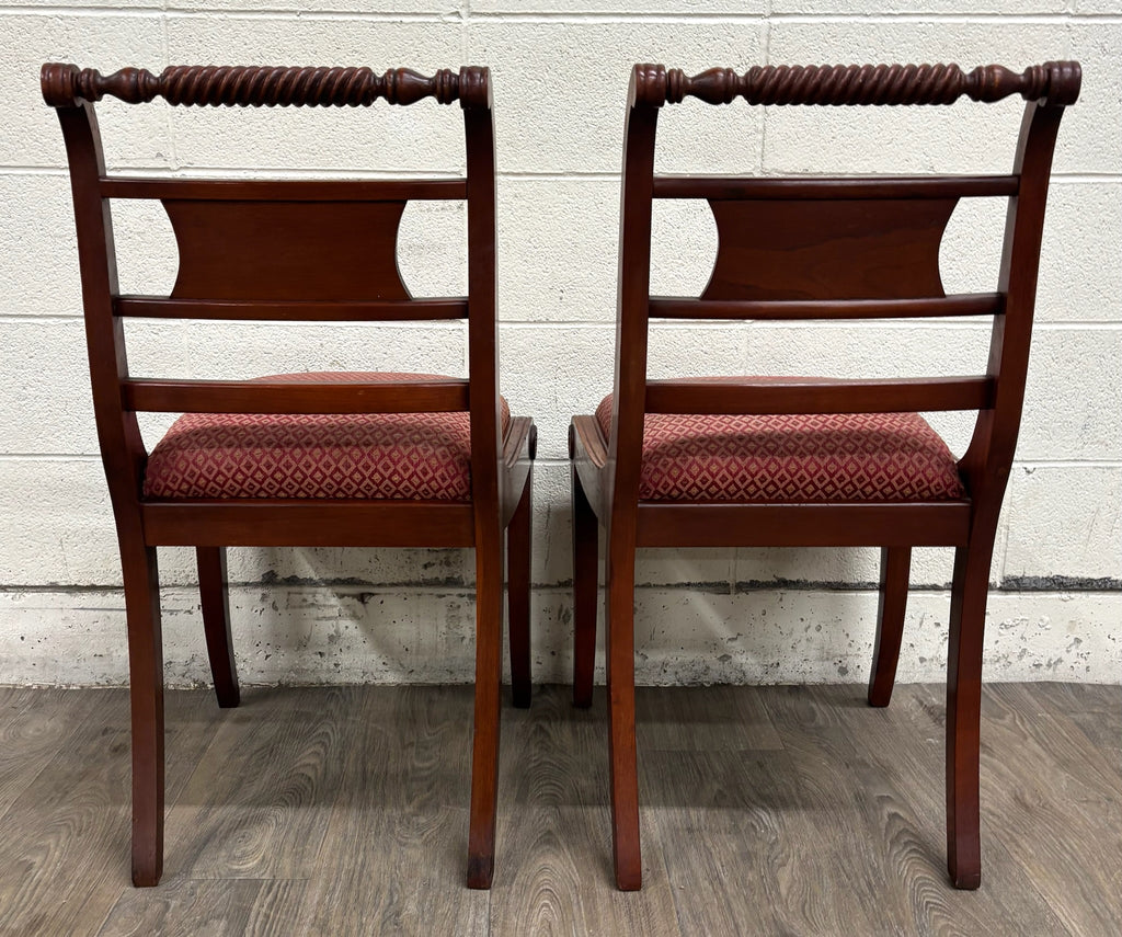Vintage Willett Furniture Regency Style Barley Twist Top Mahogany Dining Chairs