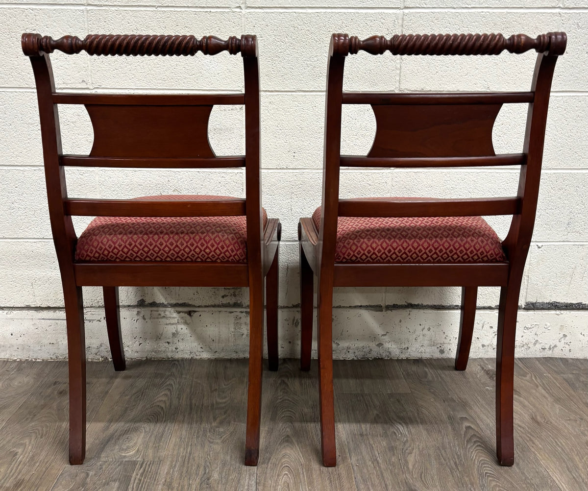 Vintage Willett Furniture Regency Style Barley Twist Top Mahogany Dining Chairs