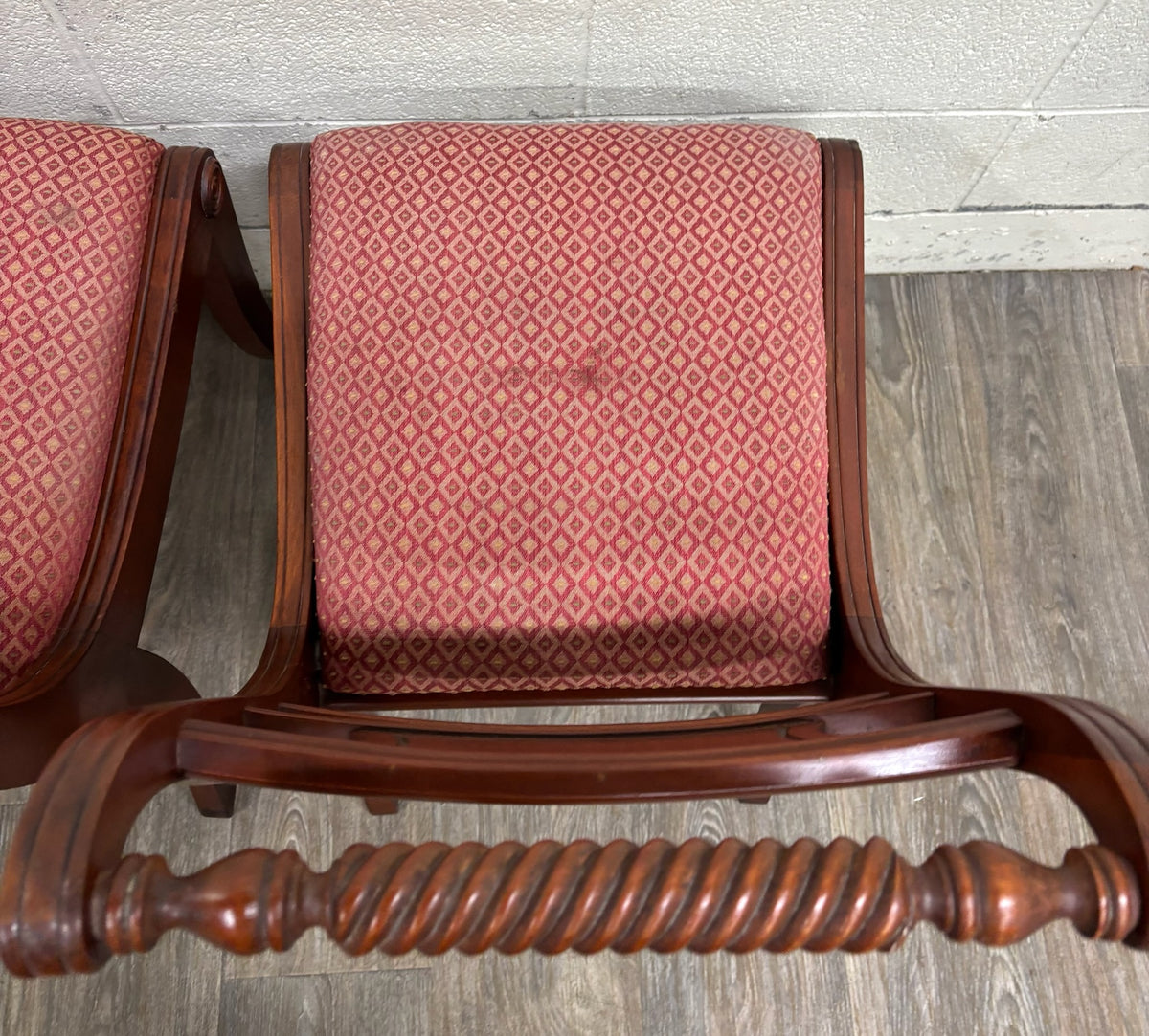 Vintage Willett Furniture Regency Style Barley Twist Top Mahogany Dining Chairs