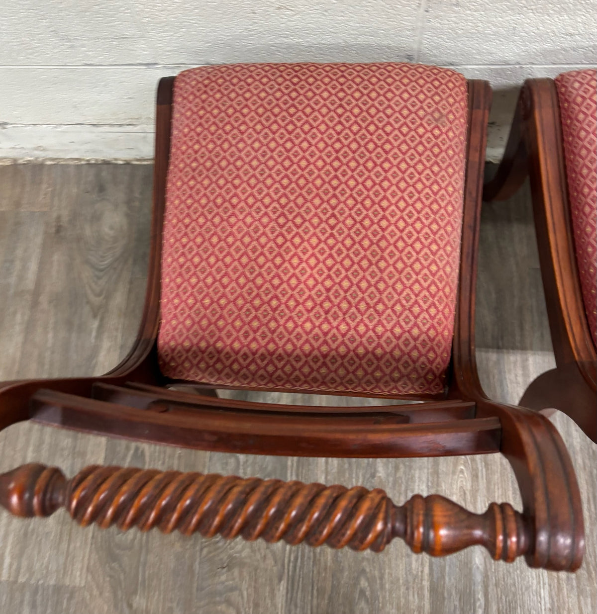Vintage Willett Furniture Regency Style Barley Twist Top Mahogany Dining Chairs