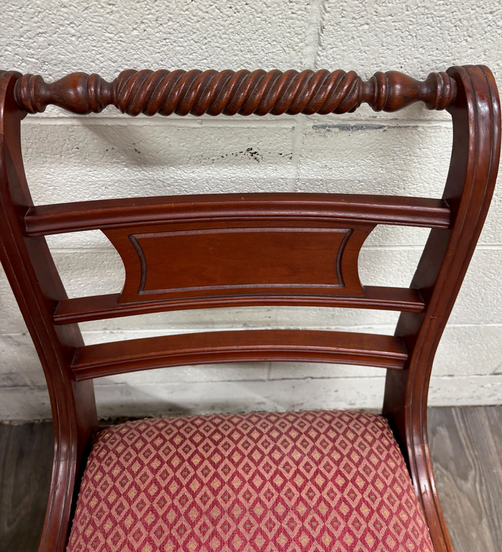 Vintage Willett Furniture Regency Style Barley Twist Top Mahogany Dining Chairs