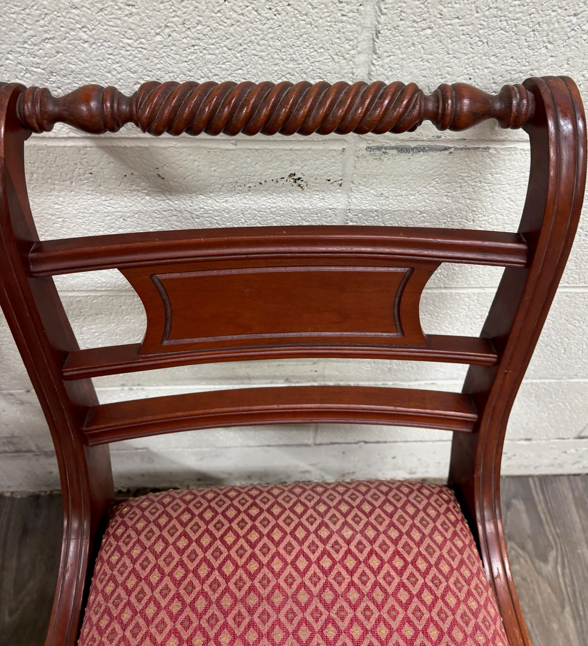Vintage Willett Furniture Regency Style Barley Twist Top Mahogany Dining Chairs