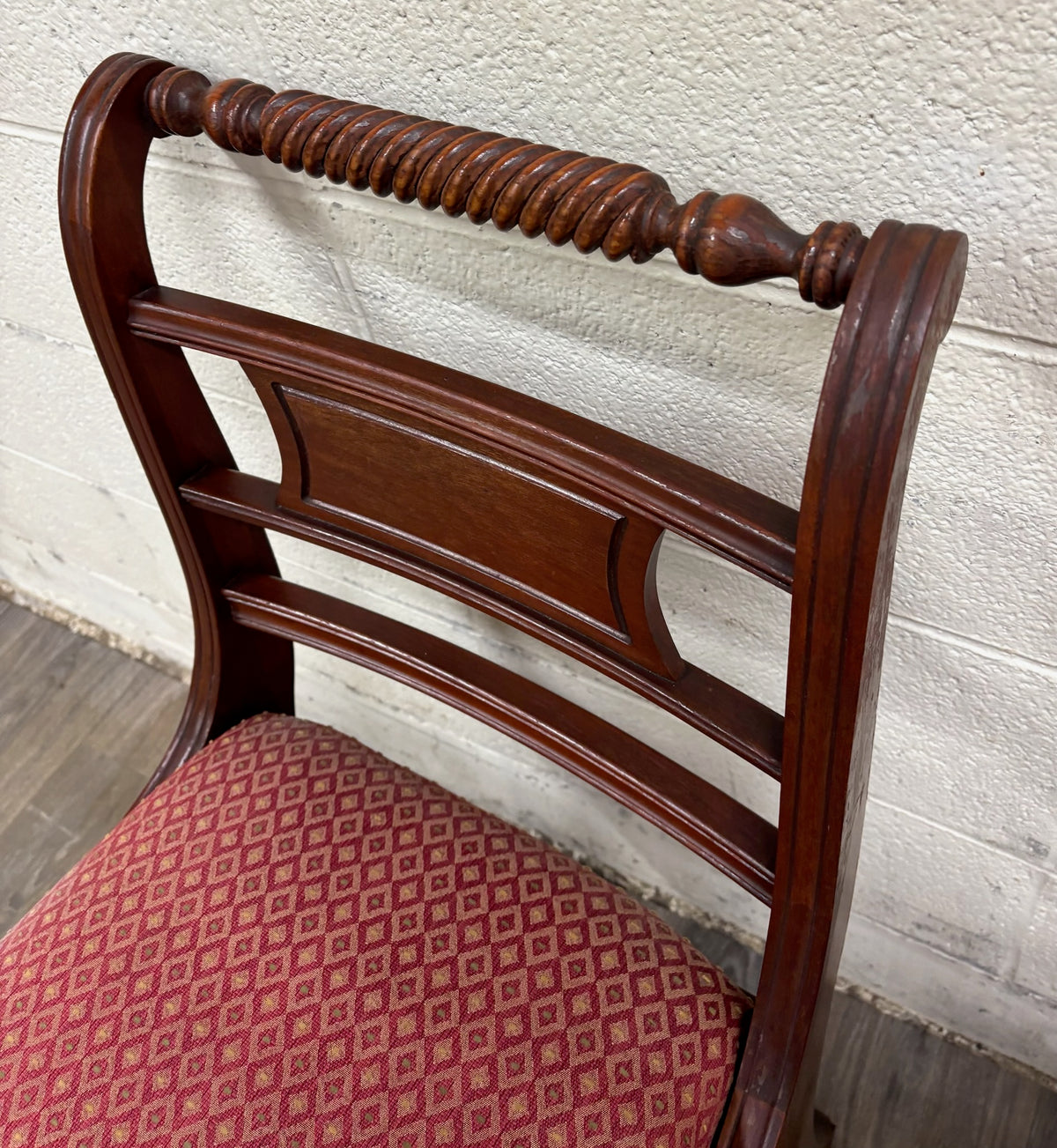 Vintage Willett Furniture Regency Style Barley Twist Top Mahogany Dining Chairs