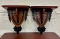 Antique Arts and Crafts Gothic Revival Exposed Peg Wall Brackets - Pair