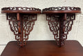 Vintage Chinese Chippendale Pierced Fretwork Wall Brackets - Pair
