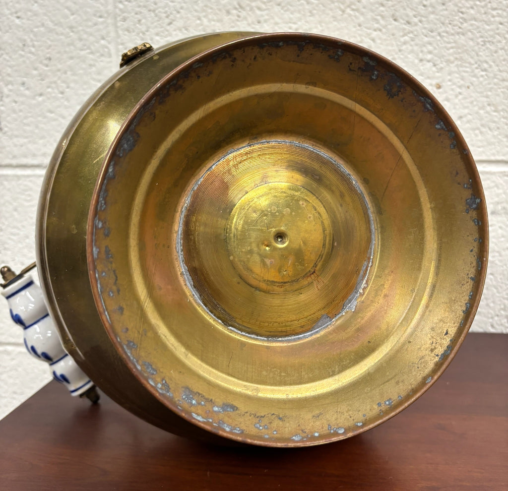 Vintage Brass Coal Scuttle with Lion Head Accents