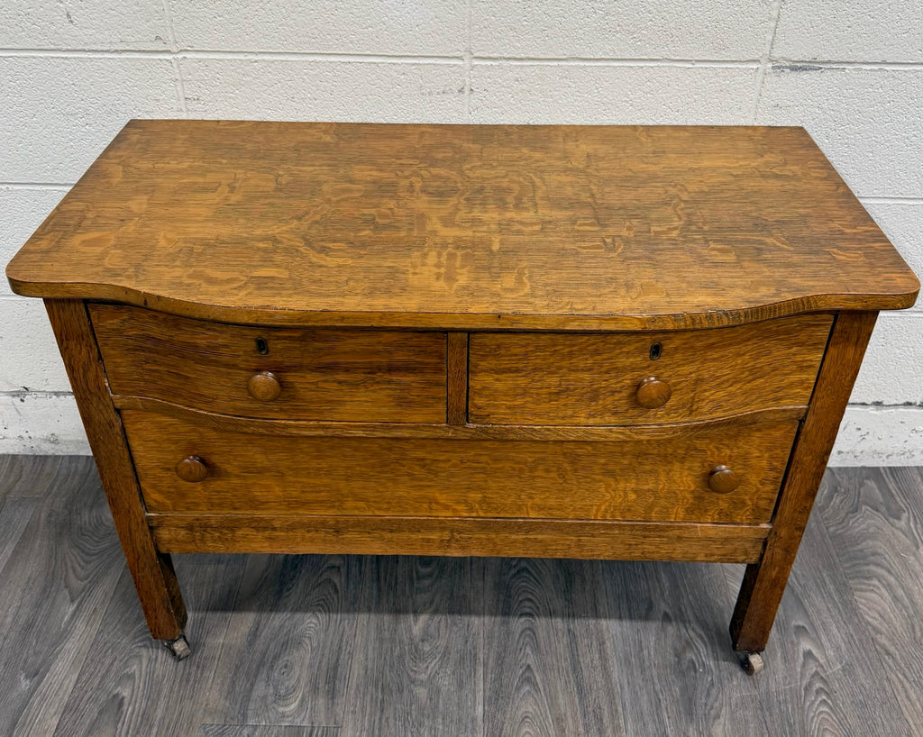 Antique Mission Arts and Crafts Tiger Oak Server Bureau Sideboard Buffet