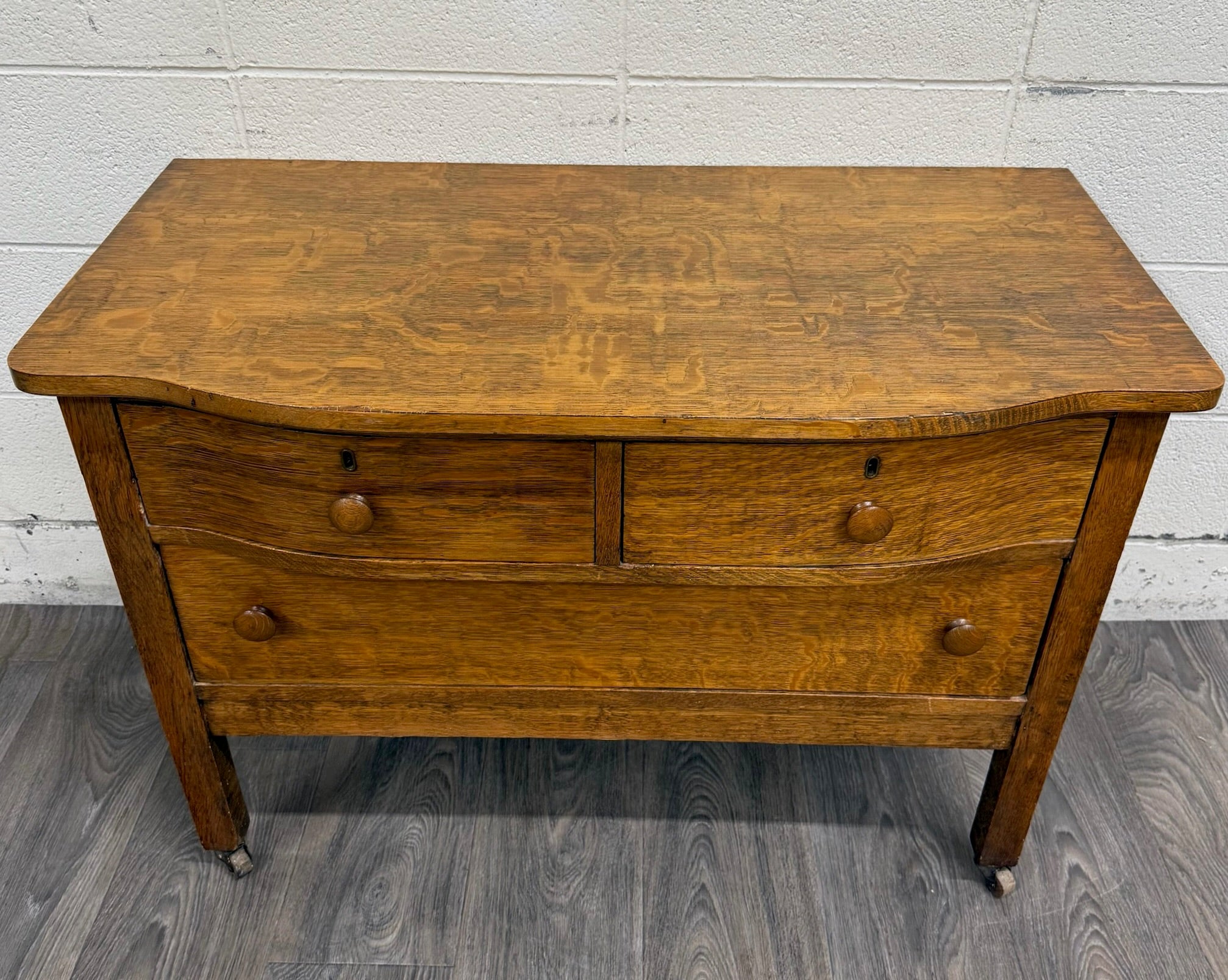 Antique Mission Arts and Crafts Tiger Oak Server Bureau Sideboard Buffet