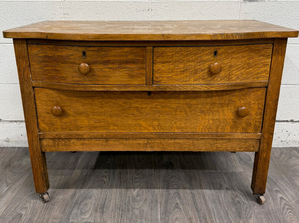 Antique Mission Arts and Crafts Tiger Oak Server Bureau Sideboard Buffet