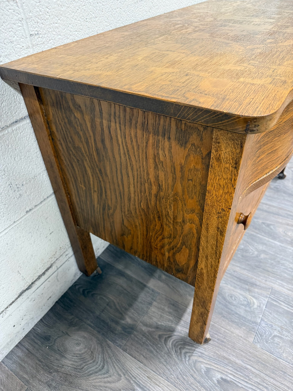 Antique Mission Arts and Crafts Tiger Oak Server Bureau Sideboard Buffet