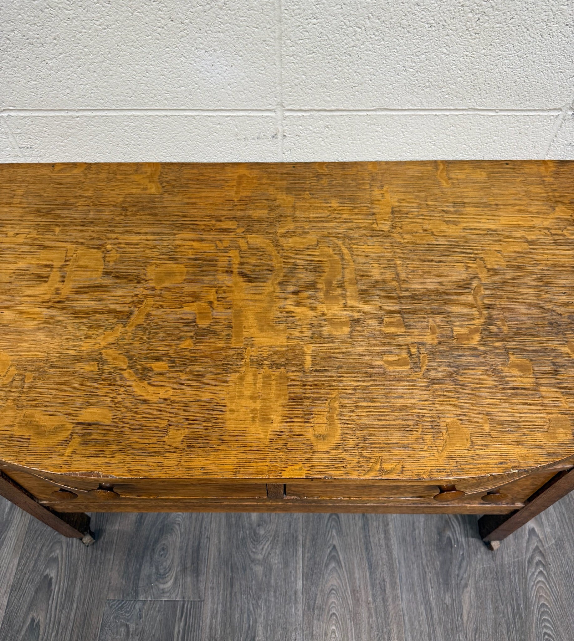 Antique Mission Arts and Crafts Tiger Oak Server Bureau Sideboard Buffet