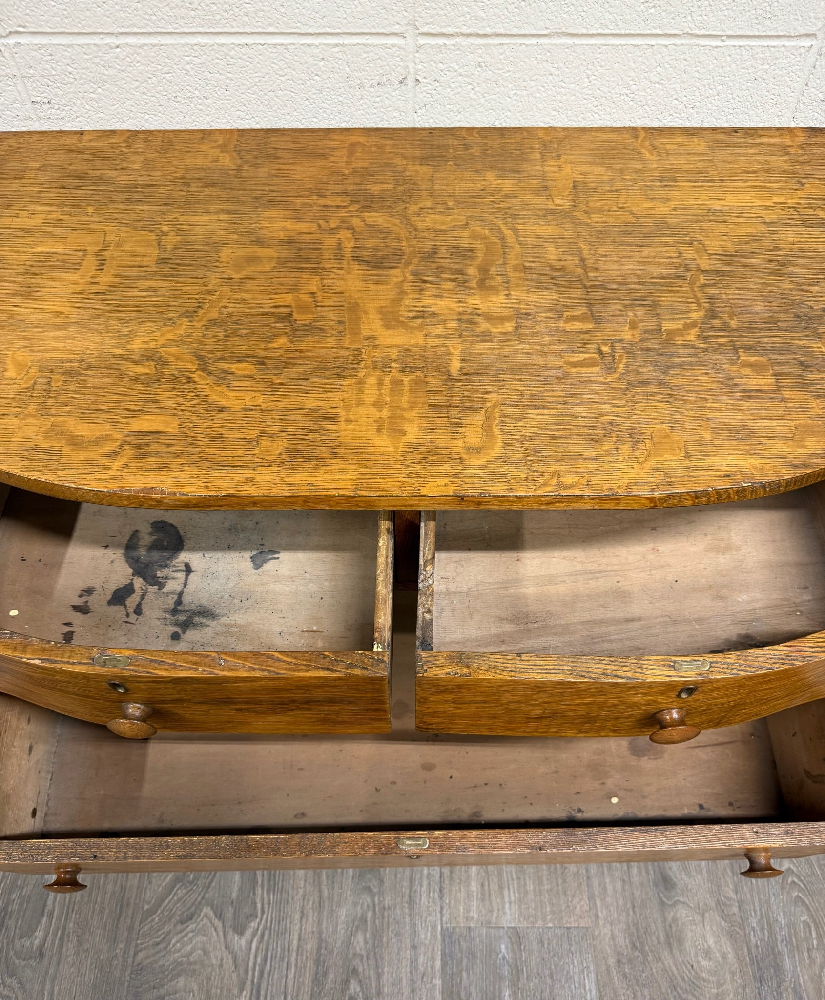 Antique Mission Arts and Crafts Tiger Oak Server Bureau Sideboard Buffet