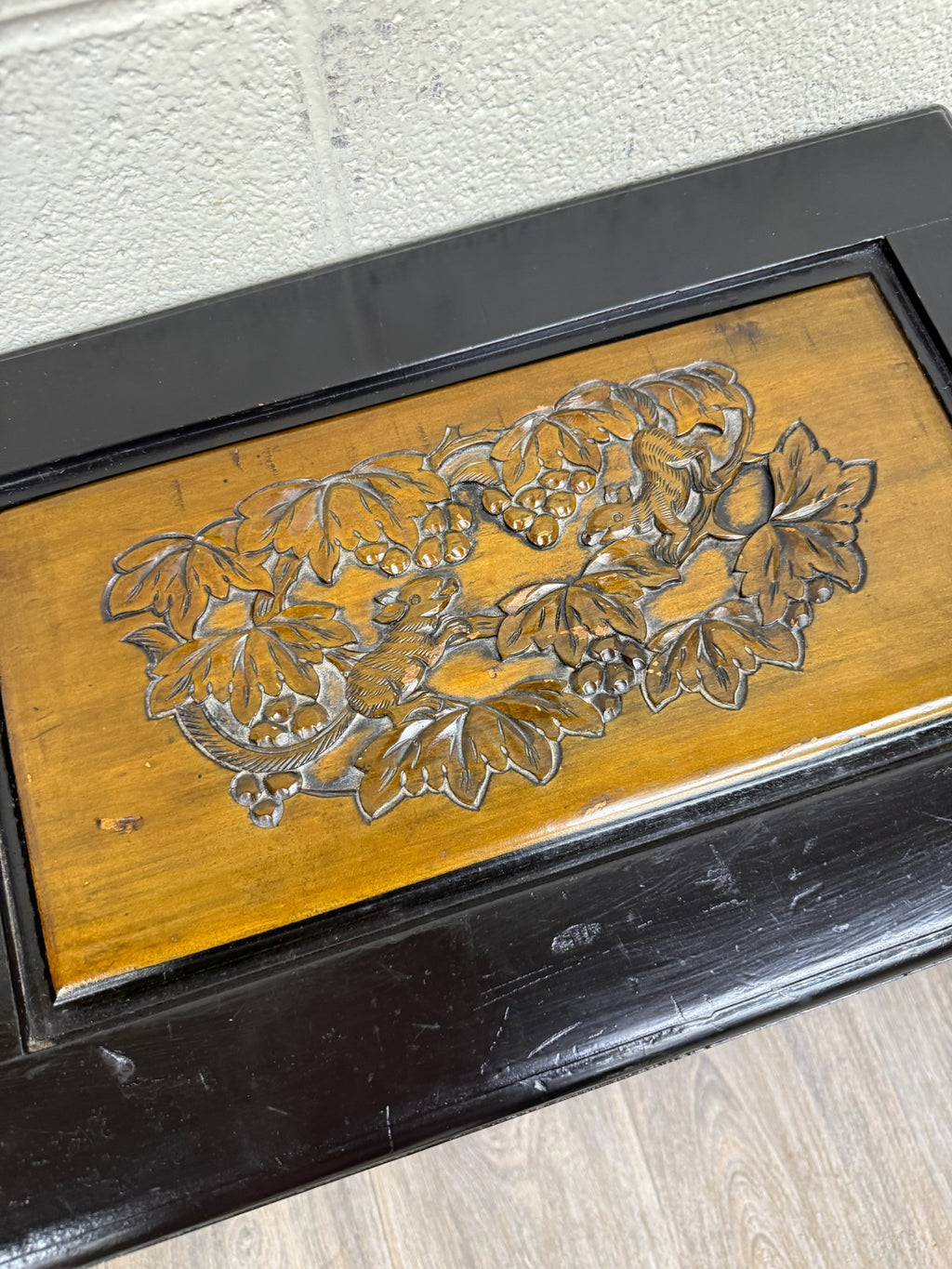 Vintage Asian Carved Cabinet with Hand Carved Motifs