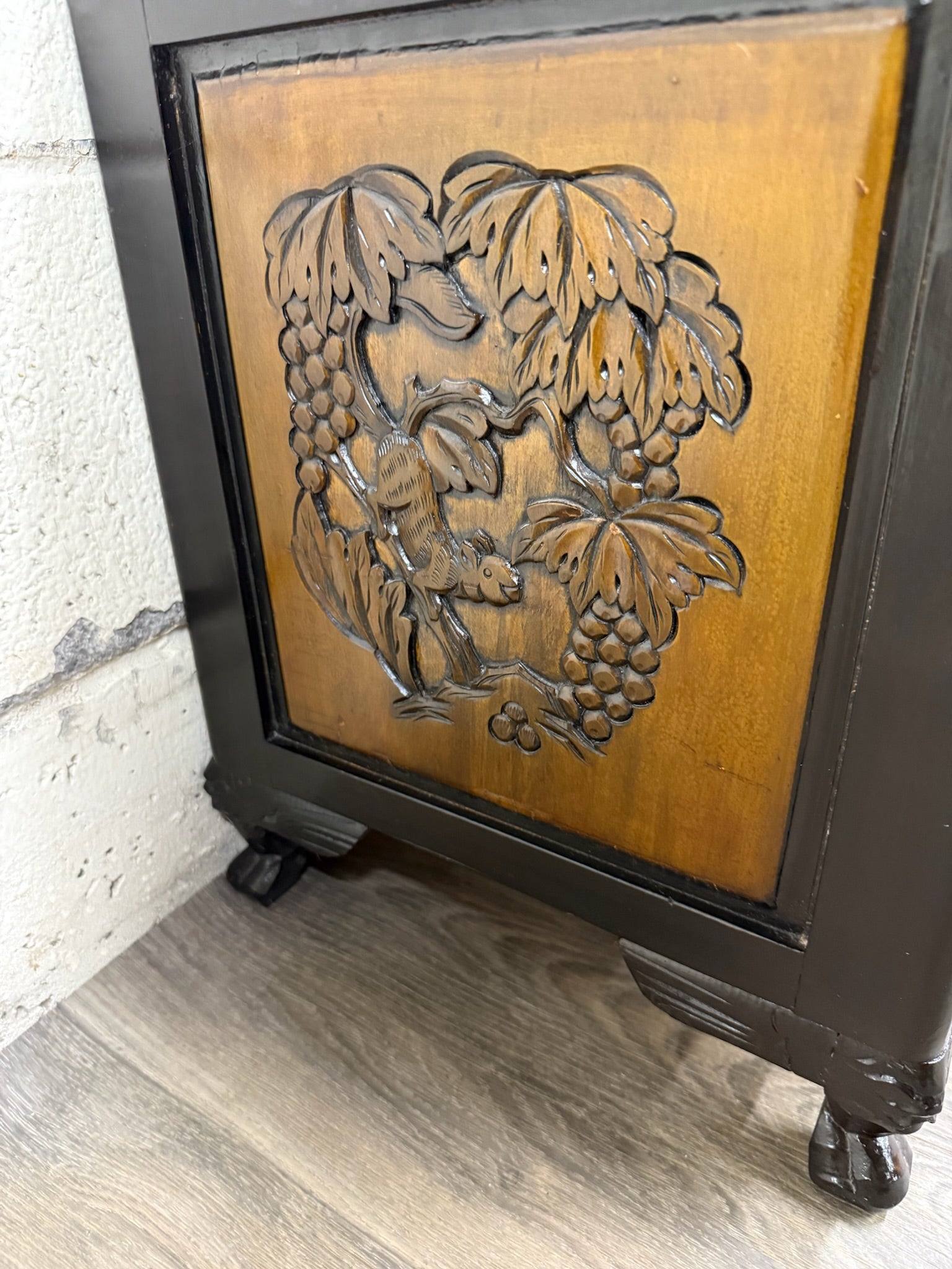 Vintage Asian Carved Cabinet with Hand Carved Motifs