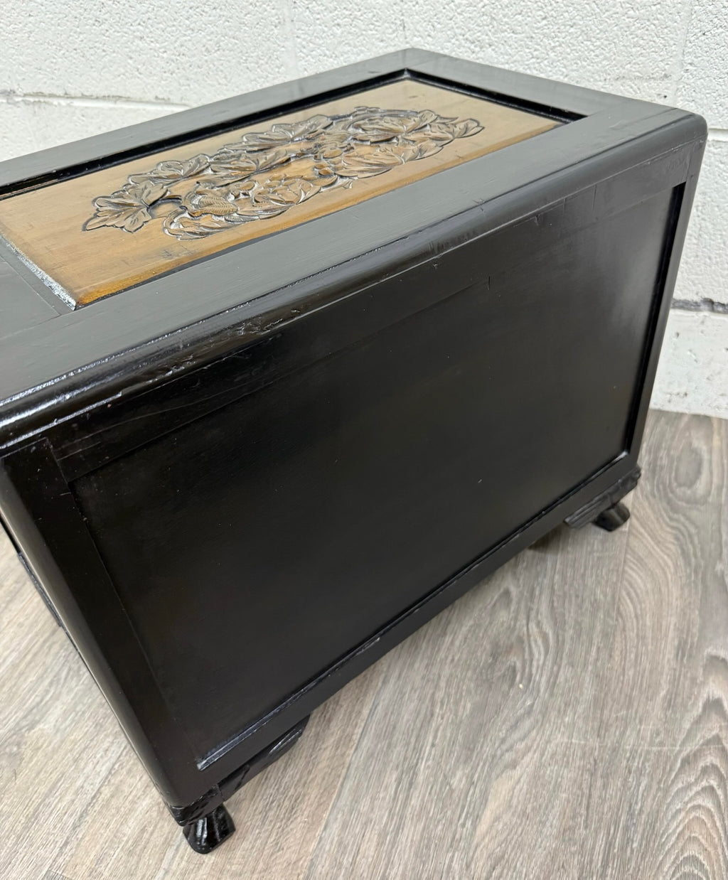 Vintage Asian Carved Cabinet with Hand Carved Motifs